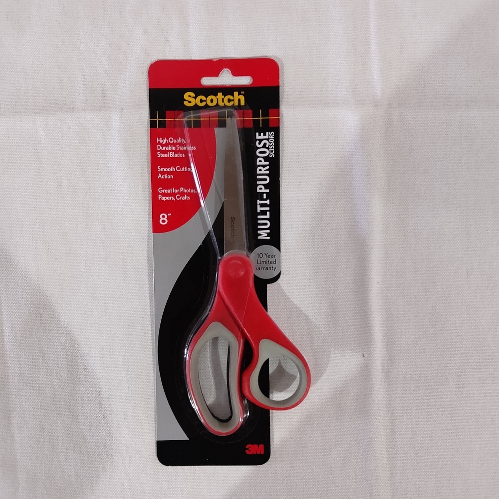 NEW Scotch multi-purpose scissors stainless steel 8" Red Handle